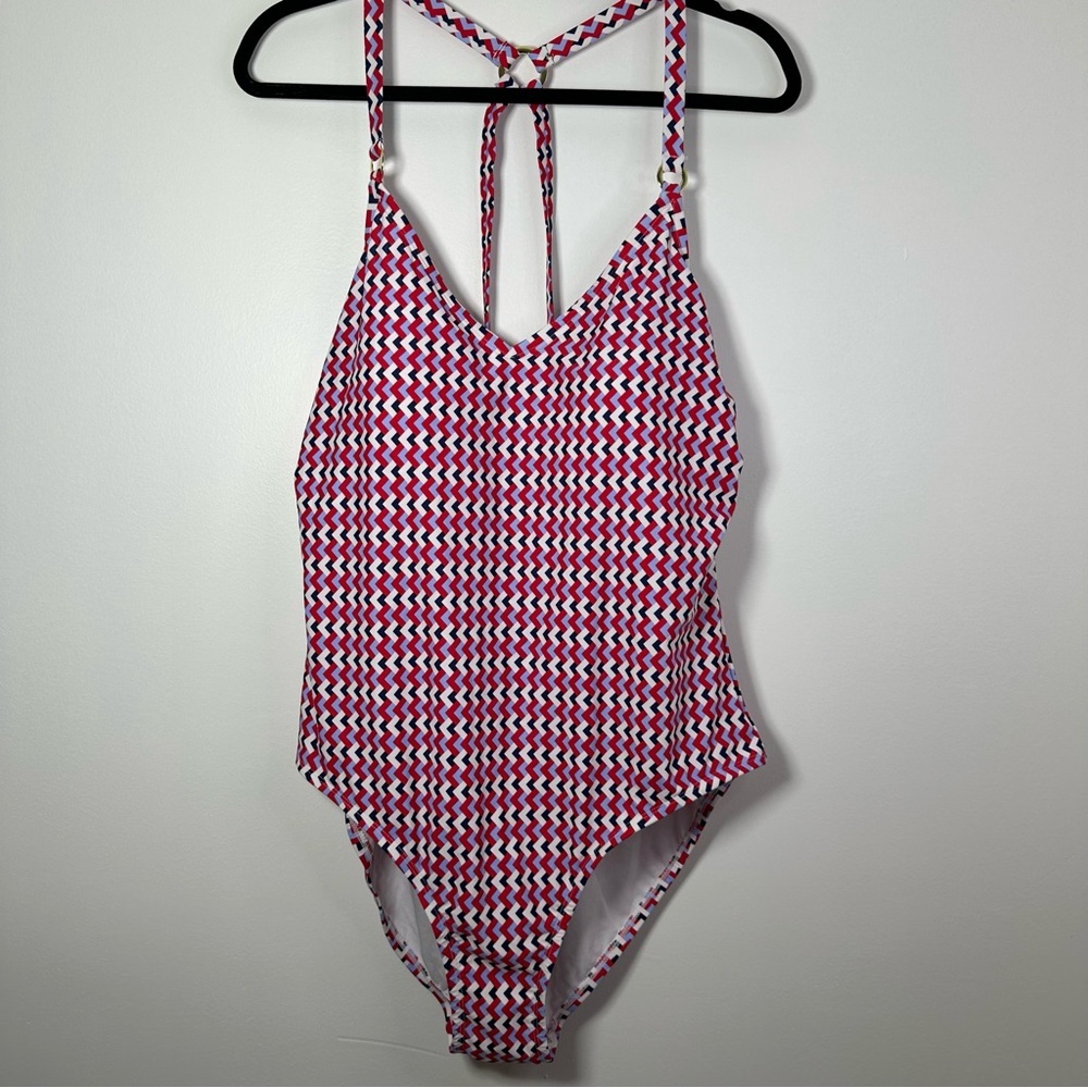 Kona Sol Women’s One Piece Chevron Print Swimsuit Size 18 NWOT